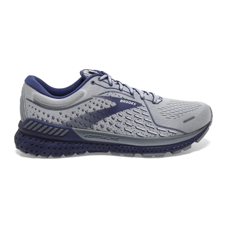 Brooks Men's Adrenaline GTS 21 Road Running Shoes - Grey/Tradewinds/Deep Cobalt (SXYZ74985)